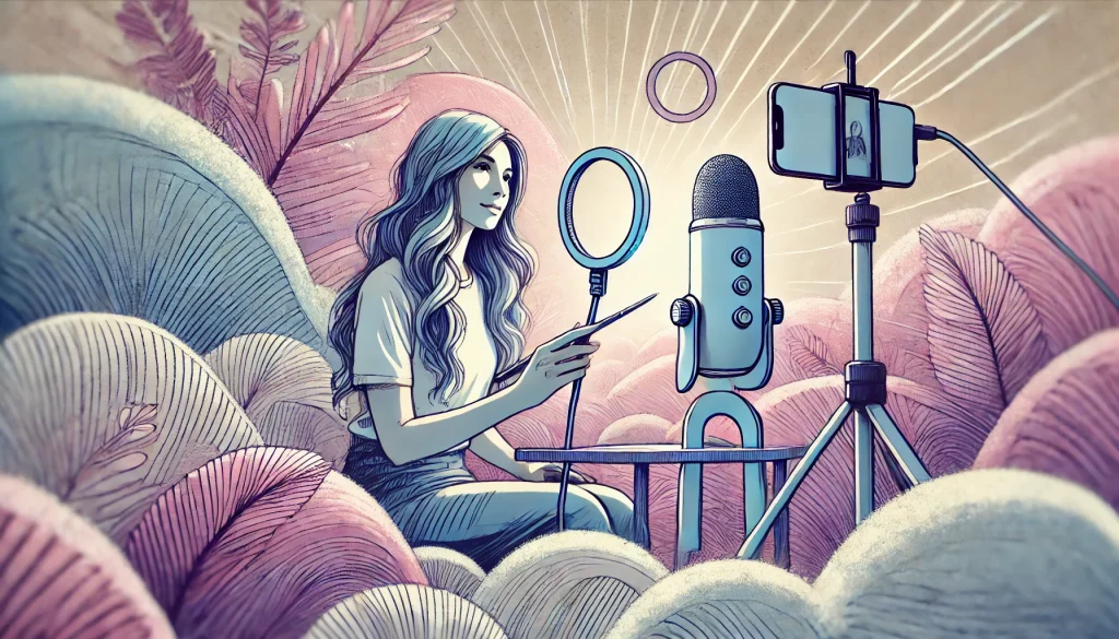 Illustration d'une femme en train de créer de l'asmr